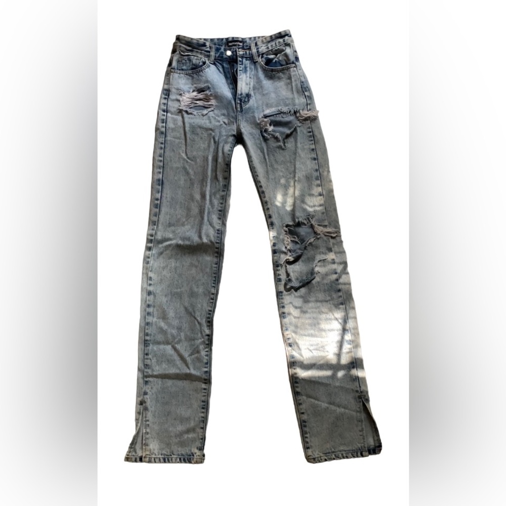 Tall distressed split hem jeans